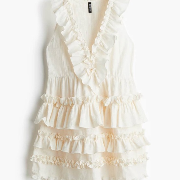 H&M Cream Ruffle Tiered Mini Dress - Picture 4 of 8